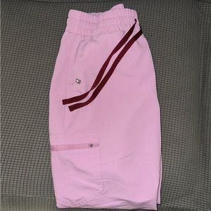 figs dusk Zamora high waisted jogger scrub pants. Small white spot on knee.